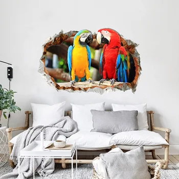 MAMALOOK 3D duvar çıkartmaları / Sevimli Papağan Duvar Sticker Çıkartması Dekoratif Boyama Yatak Odası Oturma Odası TV Duvar Kağıdı Dekorasyon