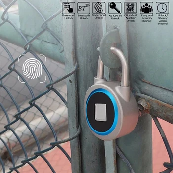 Akıllı Parmak İzi Bluetooth Asma Kilit Çok fonksiyonlu Su Geçirmez Kapı Kilidi mobil uygulama Kontrol GPS Parça Anahtarsız Asma Kilit Dolap Kilidi
