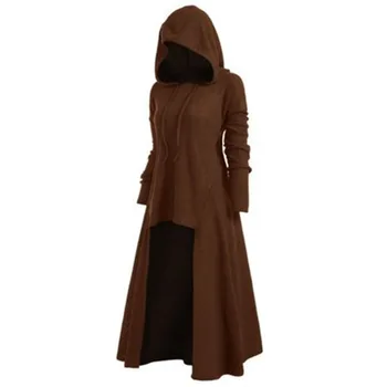 Sonbahar Kış kadın Tatil Akşam Parti Elbise Tunik Kapşonlu Robe Cloak Şövalye Gotik süslü elbise Masquerade Cosplay S-XXXXXL