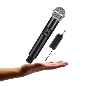 Kablosuz Mikrofon 2 Kanal UHF Profesyonel El Mic Mikrofon Parti Karaoke Kilise Gösterisi Toplantı
