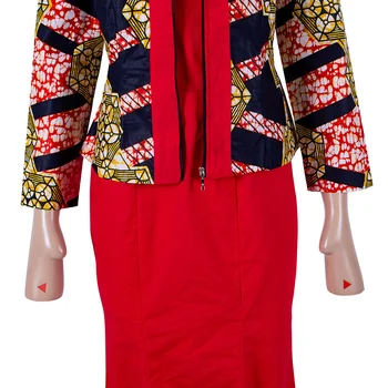 Bintarealwax Afrika 2 Parça Set Kadınlar için Yeni Stil Dashiki Kırpma Üst uzun elbise Takım Elbise Artı Boyutu Geleneksel Giyim WY1313