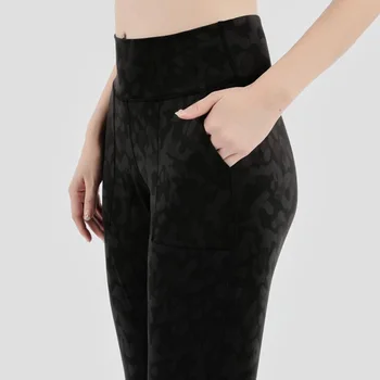 Kadınlar çıplak hissediyorum kumaş gevşek siyah leopar elastik tozluk iki yan cepli tam uzunlukta