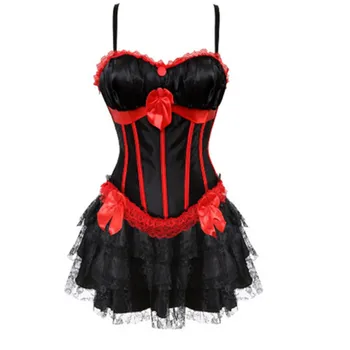Gotik Seksi Burlesque egzotik Tutu Etek Korse Overbust Korse Büstiyer Parti Showgirl Dans Elbise Artı Boyutu S-2XL