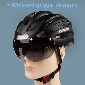 GUB ışık bisiklet kask Ultralight MTB yol Bisiklet kaskları manyetik gözlük Lens gece uyarı arka Lambası açık Emniyet kapağı L