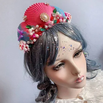 Lolita Peri Taç Başlığı Mermaid Kabuk Kafa Tarak Kabuklu Prenses Elf Cosplay Headdress Kadınlar Gelin saç aksesuarları