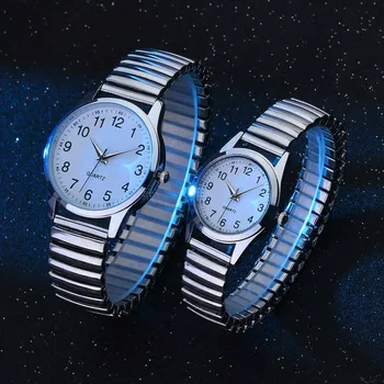 Arap rakamları severler saatler paslanmaz çelik elastik bant erkek kadın kol saati çiftin saat