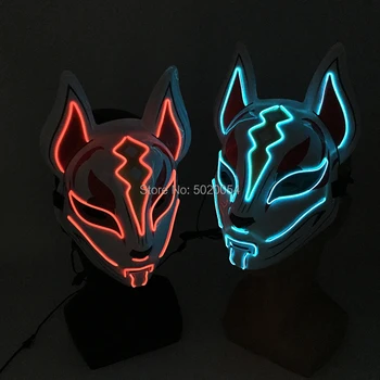 Yeni Aydınlık Cadılar Bayramı Partisi Maskesi EL Tel Parlayan Maske japon animesi Cosplay LED Kostüm Tilki Maskesi Karnaval Parti Malzemeleri için