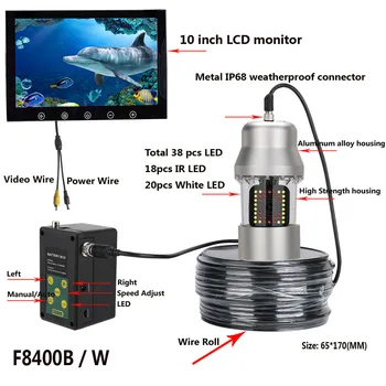 Sualtı Balıkçılık Video Kamera 10 İnç 50 m 100 m Balık Bulucu IP68 Su Geçirmez 38 LEDs 360 Derece Dönen Balık Kamera