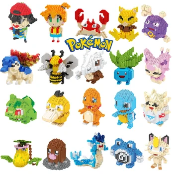 Pokémon Anime Mini Pokémon Pikachu Yapı Taşları Oyuncak Hayvan Modeli Bulmaca Egzersiz Eller Oyun Grafik doğum günü hediyesi