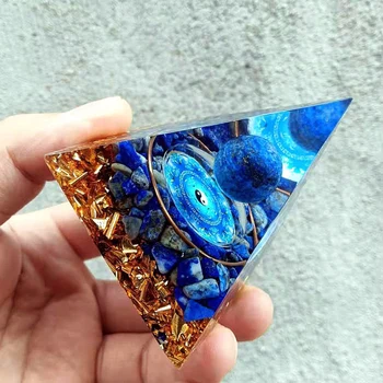 6 cm El Yapımı Lapis Lazuli Küre Orgon Piramidi Ametist Malakit Kristal Şifa Orgonit 60mm