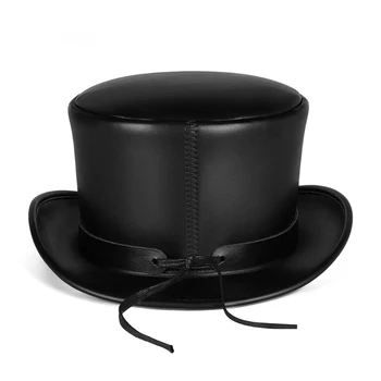 PU deri beyefendi şapka sihirli şapka Punk kostüm Cosplay şapka aksesuarları için