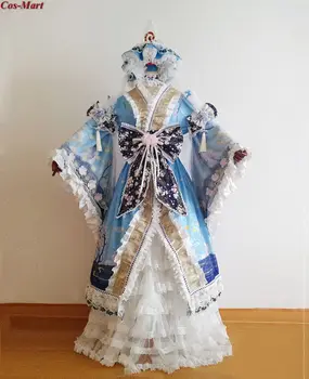 Cos-Mart Oyunu Touhou Projesi Saigyouji Yuyuko Cosplay Kostüm Muhteşem Resmi Elbise Parti Rol Oynamak Giyim Ismarlama