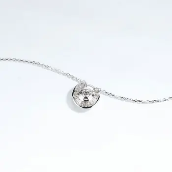 Sevimli CZ Gümüş Renk Takı Yuvarlak Şerit Zincir Kolye ve Kolye Ayar-gümüş Gerdanlık Kolye yıldönümü hediyesi