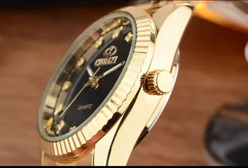 CHENXI Lüks sevgili saati Altın Moda Paslanmaz Çelik Severler Izle Kuvars bilek saatleri Kadınlar ve Erkekler Için Analog Kol Saati