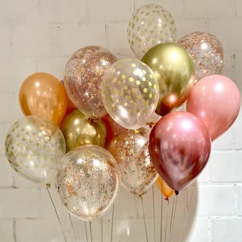 10 adet Düğün Metalik Krom Konfeti lateks balon 10 inç Pembe Altın Gümüş globos Doğum Günü partisi süslemeleri Bebek Duş Oyuncaklar