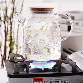 Avrupa yaratıcı şeffaf ısıya dayanıklı cam çaydanlıklar soğuk su kabı filtre çiçek çayı Pot büyük kapasiteli ofis su ısıtıcısı