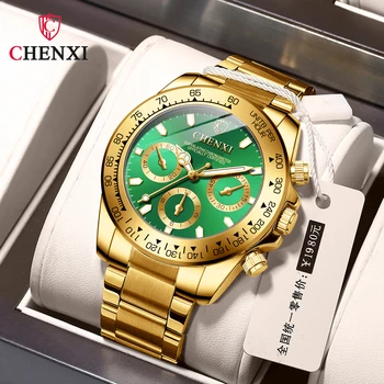 CHENXI Lüks Marka Su Geçirmez Saat erkek Relogio Masculino Erkek Altın Kol Saatleri Erkekler Saatler günlük kuvars saat
