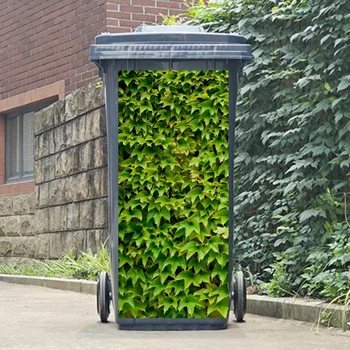Kabuğu Ve Sopa çöp kutusu Çıkartmalar Duvar Kağıtları Yeşil Yaprak Bitki Çiçek Kendinden yapışkanlı Su Geçirmez Duvar Kağıdı Açık Havada sanat dekoru