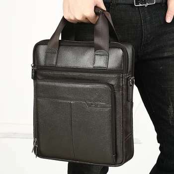 Hakiki Deri İş Evrak Çantası Erkekler Seyahat omuz askılı postacı çantaları Erkek Belge Çanta Dizüstü Bilgisayar Çantası