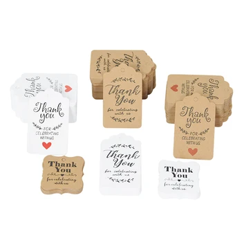 100 adet Kraft Kağıt Teşekkür Ederim Etiket Düğün Parti Favor Hediye giysi etiketi DIY El Yapımı Takı Fiyat Sarma Etiket Kartları Şeker Etiketleri