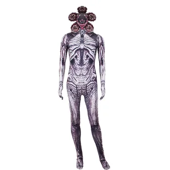 Stranger Şeyler Demogorgon Cosplay Kostüm Seksi Zentai Kıyafetler Üniforma Tulum Catsuit Yetişkin Çocuklar Unisex Bodysuit Maske Prop