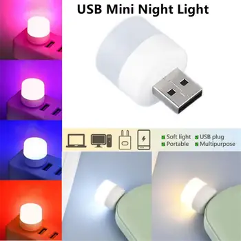 5V 1W Cep Mini LED Gece Lambası USB Tak Lambası Güç Bankası Şarj USB Küçük Kitap yuvarlak ışıklar LED Göz Koruması Okuma Lambası