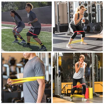 Yoga Direnç lastik bantlar Spor elastik bantlar 0.3 mm-1.1 mm Eğitim Spor Sakız Pilates Spor Crossfit Egzersiz Ekipmanları