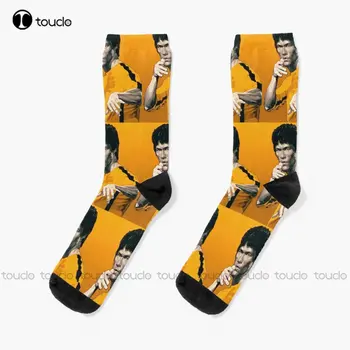 Bruce Lee Sarı Adam Kral Çorap Komik erkek çorabı Kişiselleştirilmiş Özel Unisex Yetişkin Genç Gençlik Çorap 360° Dijital Baskı Streetwear