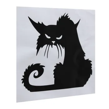 Kızgın Siyah Kedi Pencere Sticker Çıkarılabilir mağaza vitrini Pencere Duvar Dizüstü Cadılar Bayramı Vinil çıkartma Ev Partisi Dekorasyon