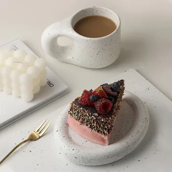 Yaratıcı Kahve Fincanları ve Tabağı Spin Topu Kolu İskandinav Ev Dekor El Yapımı Sanat Çay Kupa Tepsisi Kişiselleştirilmiş Hediyeler 300ML