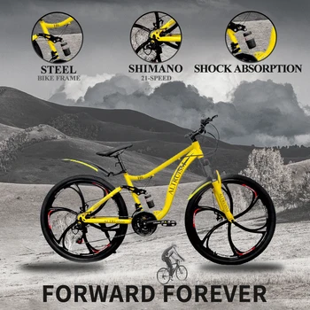 FEDAKARLIK X9-Red Entegre Tekerlek Katlanır Dağ Bisikleti 26, 21 Hız MTB Çift disk fren Şok Emme Bisiklet Yükseltilmiş Ver.