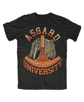 Asgard Üniversitesi Odin Viking Savaşçıları Thor Çekiç T-Shirt. Yaz Pamuk Kısa Kollu O-Boyun Erkek T Shirt Yeni S-3XL