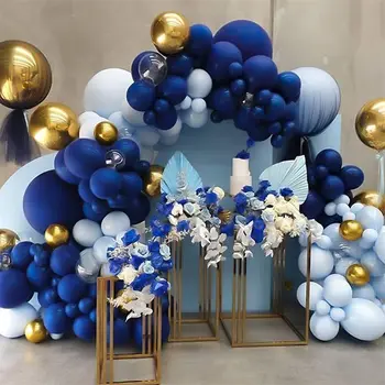 135 adet Lateks Balon Kemer Mavi Altın Balon Garland Doğum Günü Partisi Düğün Balon sevgililer Günü Süslemeleri