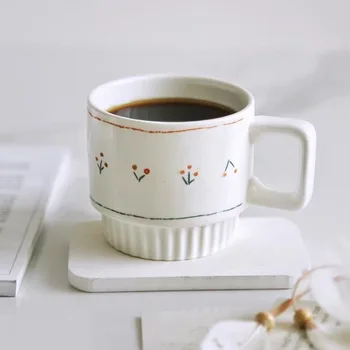 кружка с двойным дном пивная Coffee Milk Breakfast Creative Personality Water Cup Cute Hand-Painted Cherry Mug Girl