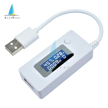Beyaz Voltmetre Ampermetre lcd ekran Mini USB Gerilim Akım Kapasitesi Monitör tester ölçer 3 V-7 V Dedektörü Mobil Güç Test Cihazı