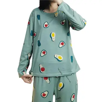 1 Takım Tatlı Bayan Gece Kıyafetleri İki parçalı Kadın Gece Kıyafetleri Gevşek Kırmızı Ananas kışlık pijama Seti Yumuşak