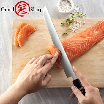 Japon Sakimaru Bıçak Şef Mutfak Bıçakları Profesyonel Fileto Aracı 8cr18mov Paslanmaz Çelik Ahşap Hediye Kutusu Saya Kın