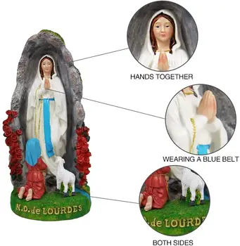 Katolik Hediye Meryem Heykeli, Our Lady of Lourdes St Bernadette ve Kuzu Heykelcik Noel Ekran Dekor Dini Hediye
