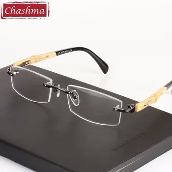 Chashma Marka Sağlıklı Gözlük Eğilim Optik Çerçeve Saf Titanyum Gözlük Çerçevesiz Bambu Ahşap Gözlük Çerçeveleri Erkekler ve Kadınlar