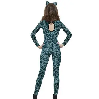 Kadın Hayvan Bodysuit Kadın Cadılar Bayramı Cosplay Seksi Leopar Kaplan Catsuit Kostümleri Partiler Performans Kostümleri İle Kafa Bandı