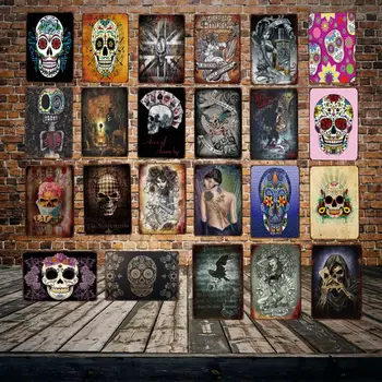 [WellCraft ] Şeker Kafatası Metal Plak Duvar Teneke Işaretleri Posterler sanat Vintage Boyama Kişilik Özel Bar Dekor LT-1807