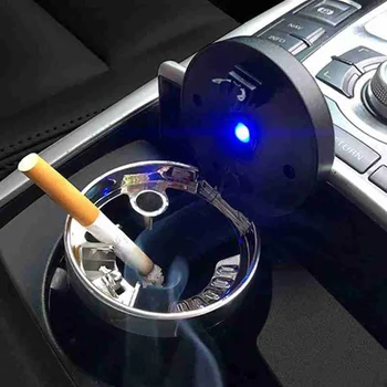 Yeni Araba Küllük ile led ışık İtme İç Dekorasyon Yaratıcı Çok Fonksiyonlu Otomatik Araç sigara küllüğü Tutucu Dekor