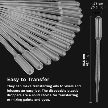 100 ADET 3ML Airbrush Plastik Transfer Pipetleri Göz Damlası Tek Kullanımlık Uçucu Yağlar Pipetler Damlalıklı Makyaj Aracı Bilim ve Laboratuvar