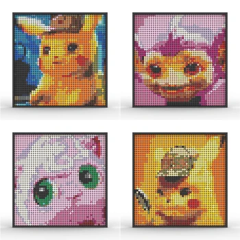 DIY Pokemon Pikachu Cep Canavarlar Mozaik Yapı Taşı Piksel Sanat Boyama MOC Tuğla Anime Figürü doğum günü hediyesi Erkek Oyuncak
