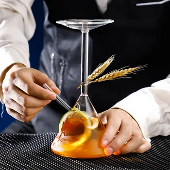Yaratıcı Baş Aşağı Kokteyl Kristal Cam Bardak Şeffaf Martini Suyu şarap bardakları Uygulanabilir Karaoke Bar Şarap Seti Bardak