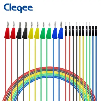 Cleqee P1532 10 ADET aktarma kabloları Erkek 4mm İstiflenebilir Muz Fiş Silikon Dupont Kablo Elektronik DIY Kiti Arduino Breadboard için