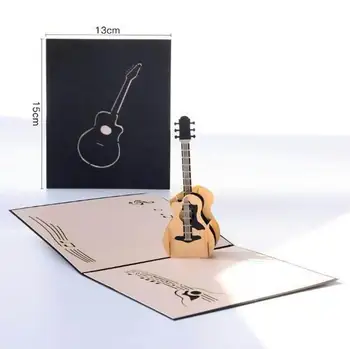 3D gitar kartpostal doğum günü pop up kart yaratıcı festivali müzik parti Davetiyeleri tebrik kartı şükran nimet kartı