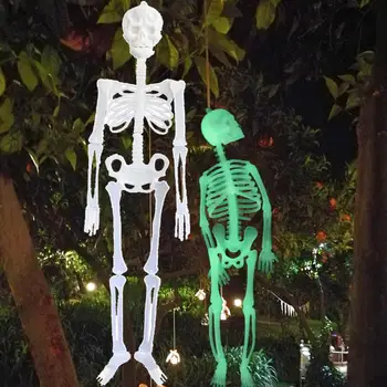 20-120cm Korkunç Cadılar Bayramı Aydınlık Asılı İskelet Sahte İskelet Vücut Oyuncak Kafatası Prop Cadılar Bayramı Partisi Ev Dekorasyon Glow Kafatası