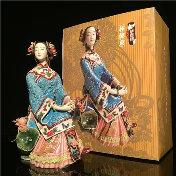 Antik Çin Porselen Heykelcik Klasikler Bayanlar Bahar Zanaat Boyalı Sanat Heykeli Şekil Seramik Süsler Ev Dekor
