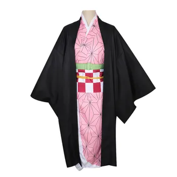 Anime Cosplay iblis avcıları Kimetsu hiçbir Yaiba Kamado Nezuko Kimono Kostüm Kadın Yetişkin Çocuk Giysileri